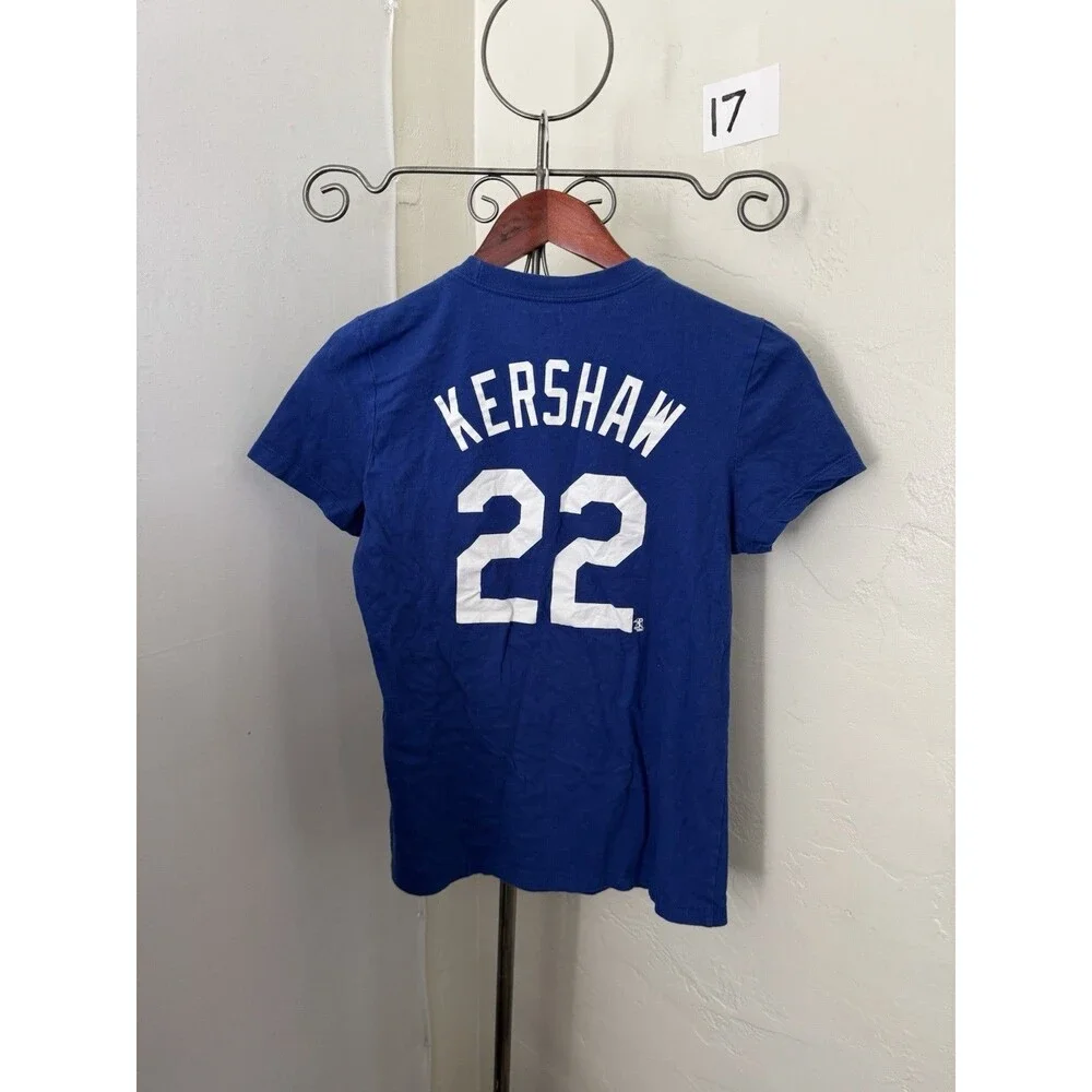 Nike LA Dodgers Clayton Kershaw #22 T-Shirt Blue MLB The Nike Tee Womens Small